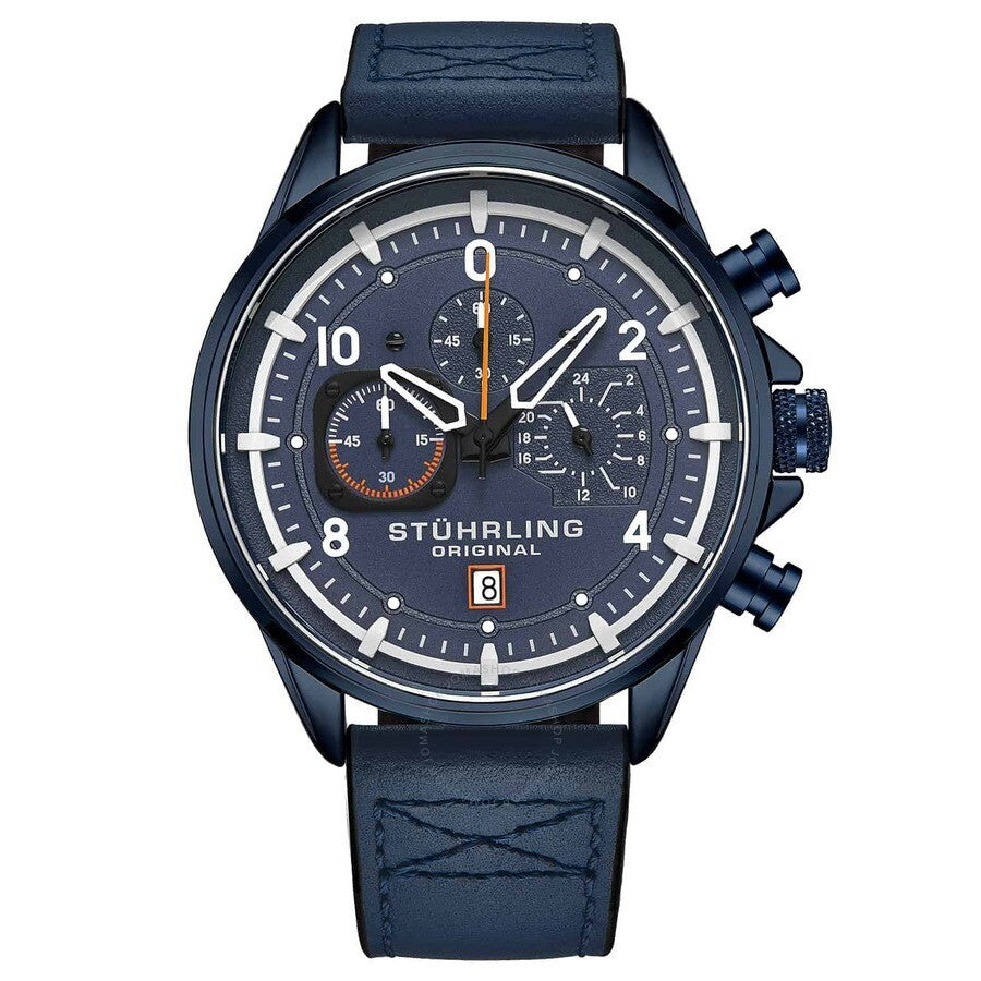 Stuhrling Original Aviator Blue Dial Men's Watch M15554 - The Watches Men & Co