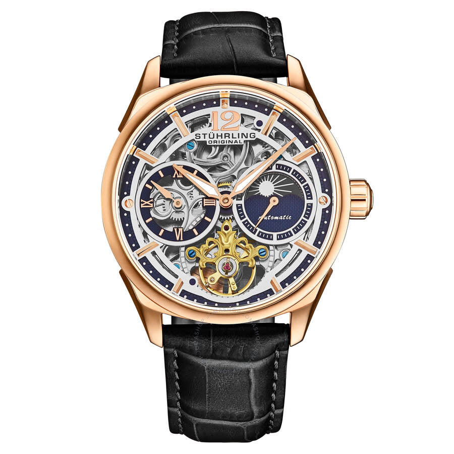 Stuhrling Original Legacy Chronograph Automatic Rose Gold Dial Men's Watch M18247 - The Watches Men & Co