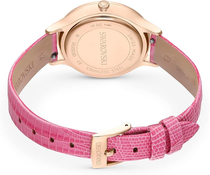 Caseback of Swarovski Octea Nova watch displaying stainless steel with Swarovski branding
