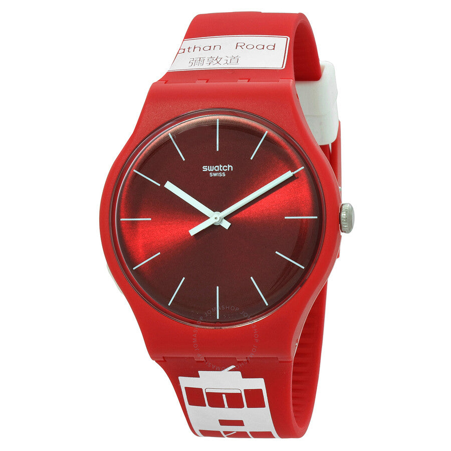 Swatch Flower Bay Quartz Red Dial Unisex Watch SUOZ232 - The Watches Men & Co
