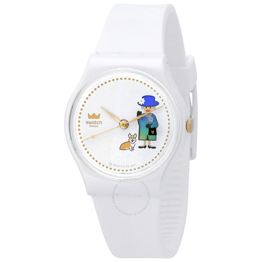 Swatch How Majestic Jubilee Quartz White Dial Unisex Watch GZ711 - The Watches Men & Co