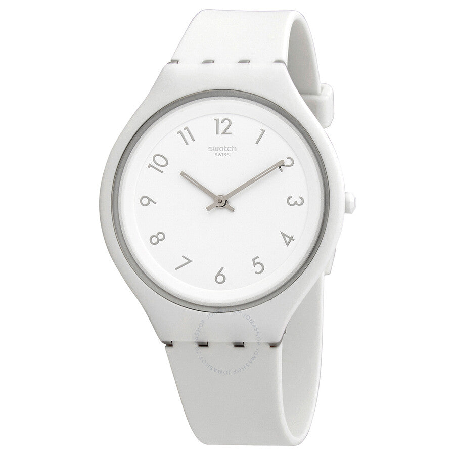 Swatch Skinsnow White Silicone Skin Unisex Watch SVUW101 - The Watches Men & Co