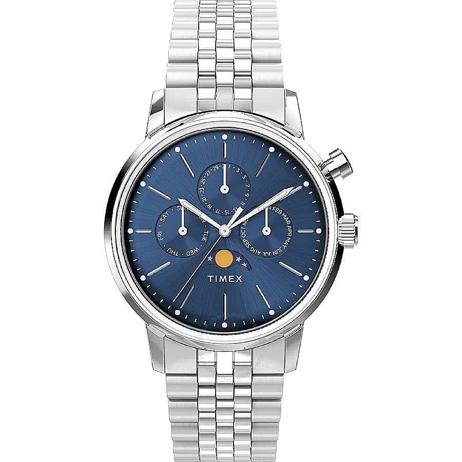 Timex Marlin Quartz Moon Phase Blue Dial Watch TW2W51300JR - The Watches Men & Co