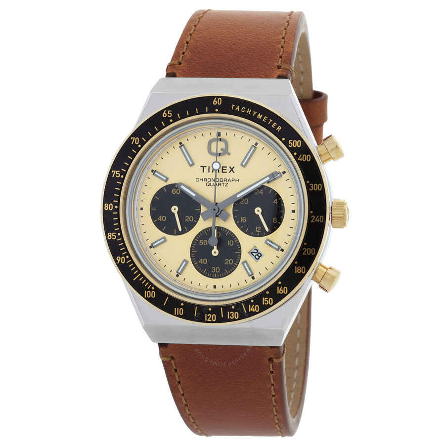 Timex Q Timex Chronograph Quartz Gold Dial Men's Watch TW2W64400 - The Watches Men & Co