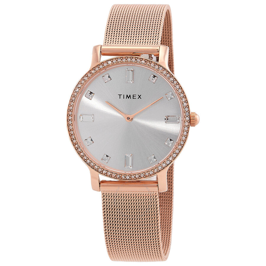 Timex Transcend Quartz Crystal Silver Dial Ladies Watch TW2W19200 - The Watches Men & Co