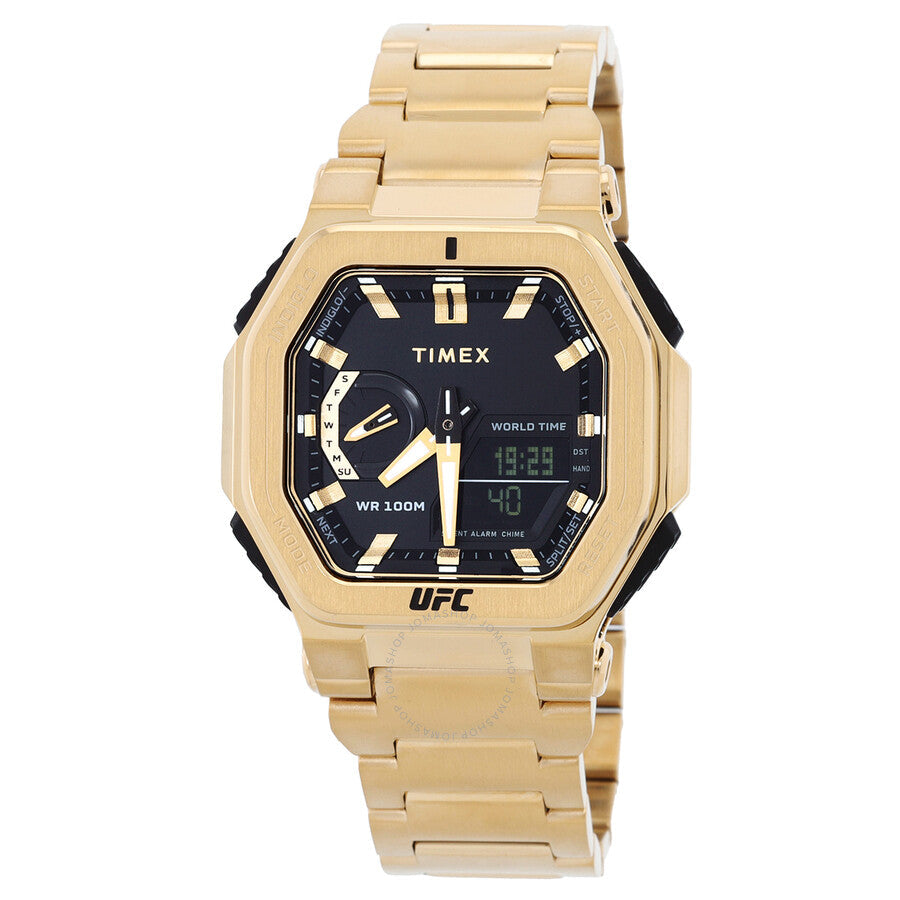 Timex UFC Colossus Alarm World Time Quartz Analog-Digital Black Dial Men's Watch TW2V84500 - The Watches Men & Co
