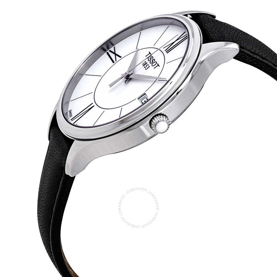 Tissot Bella Ora White Dial Black Leather Ladies Watch T1032101601800 - The Watches Men & Co #2