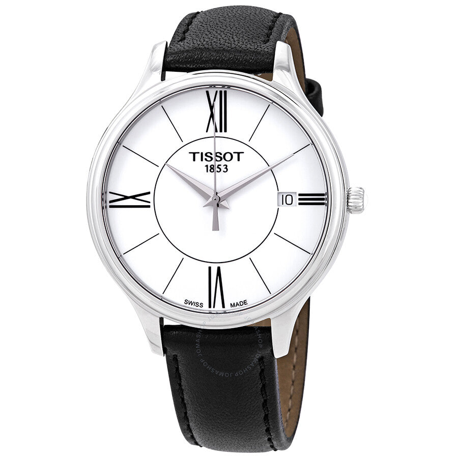 Tissot Bella Ora White Dial Black Leather Ladies Watch T1032101601800 - The Watches Men & Co