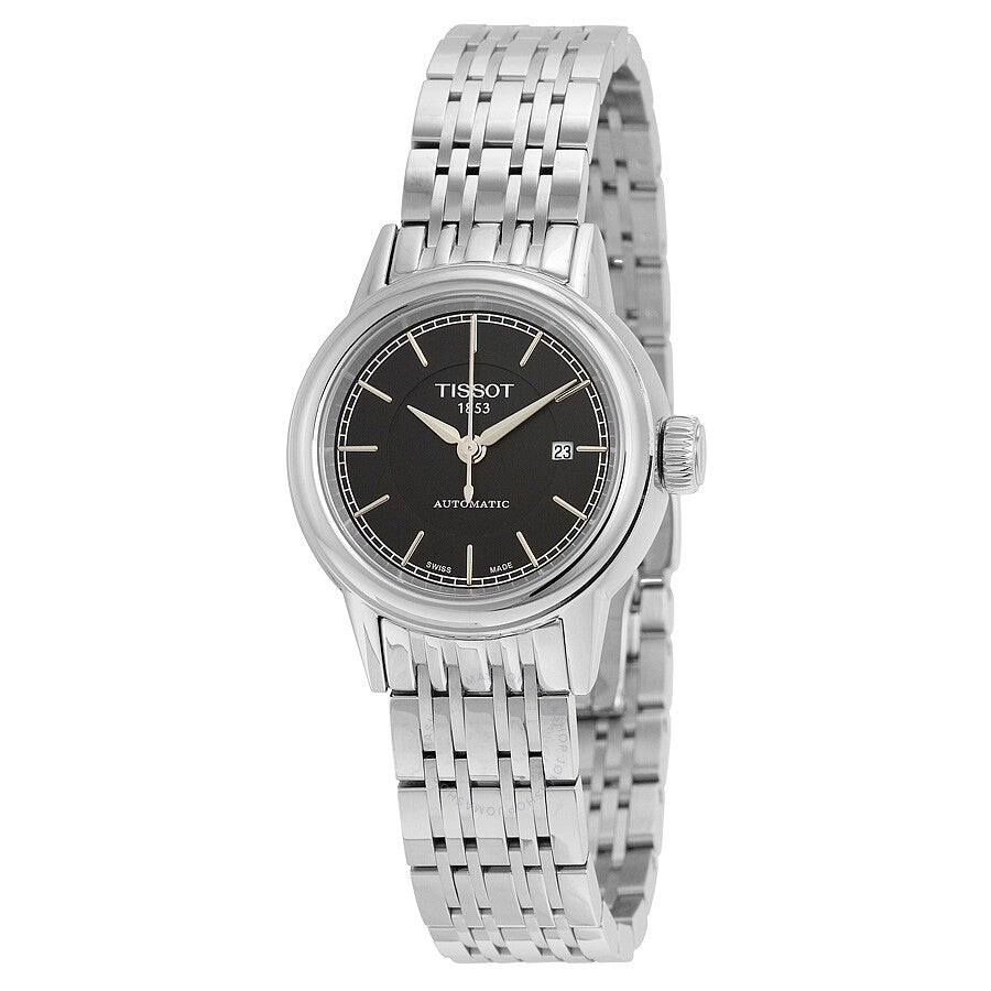 Tissot Carson Automatic Black Dial Stainless Steel Ladies Watch T0852071105100 - Watches of America