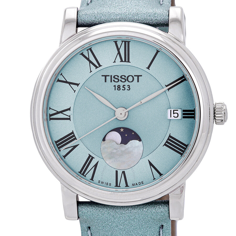 Tissot Carson Moon Phase Quartz Light Blue Dial Ladies Watch T122.223.16.353.00