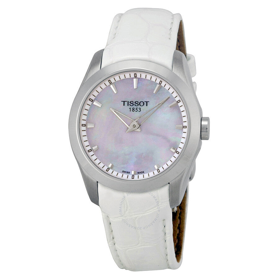Tissot Couturier Grande Mother of Pearl Dial White Leather Ladies Watch T0352461611100 - Watches of America