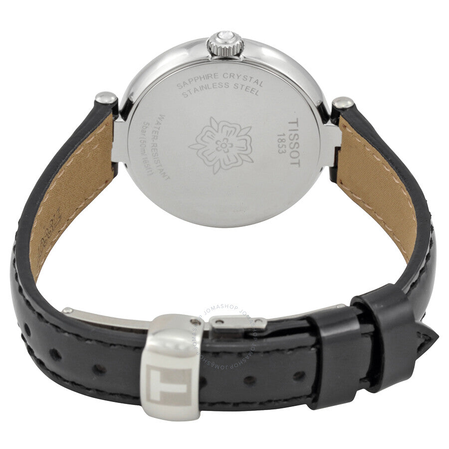 Tissot Flamingo Black Dial Black Leather Ladies Watch T0942101605100