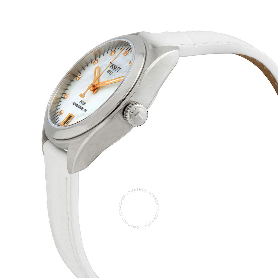 Tissot PR 100 Automatic Diamond White Mother of Pearl Dial Ladies Watch T101.207.16.116.01 - The Watches Men & Co #2