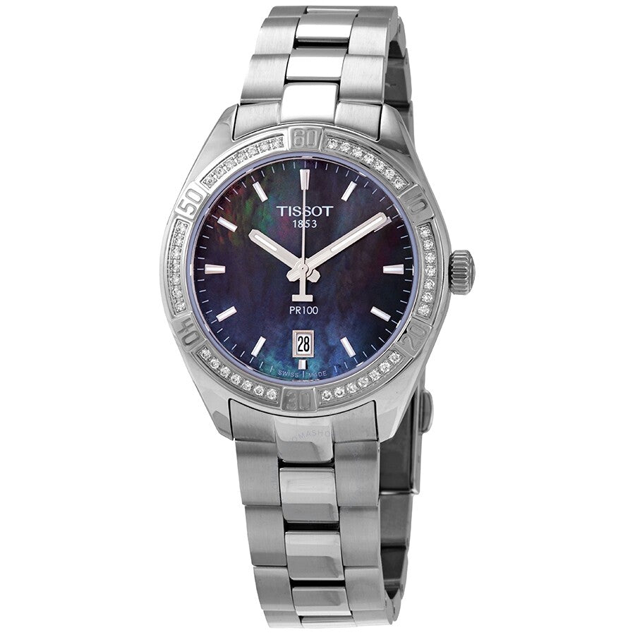Tissot PR 100 Black Mother of Pearl Dial Ladies Watch T101.910.61.121.00 - The Watches Men & Co