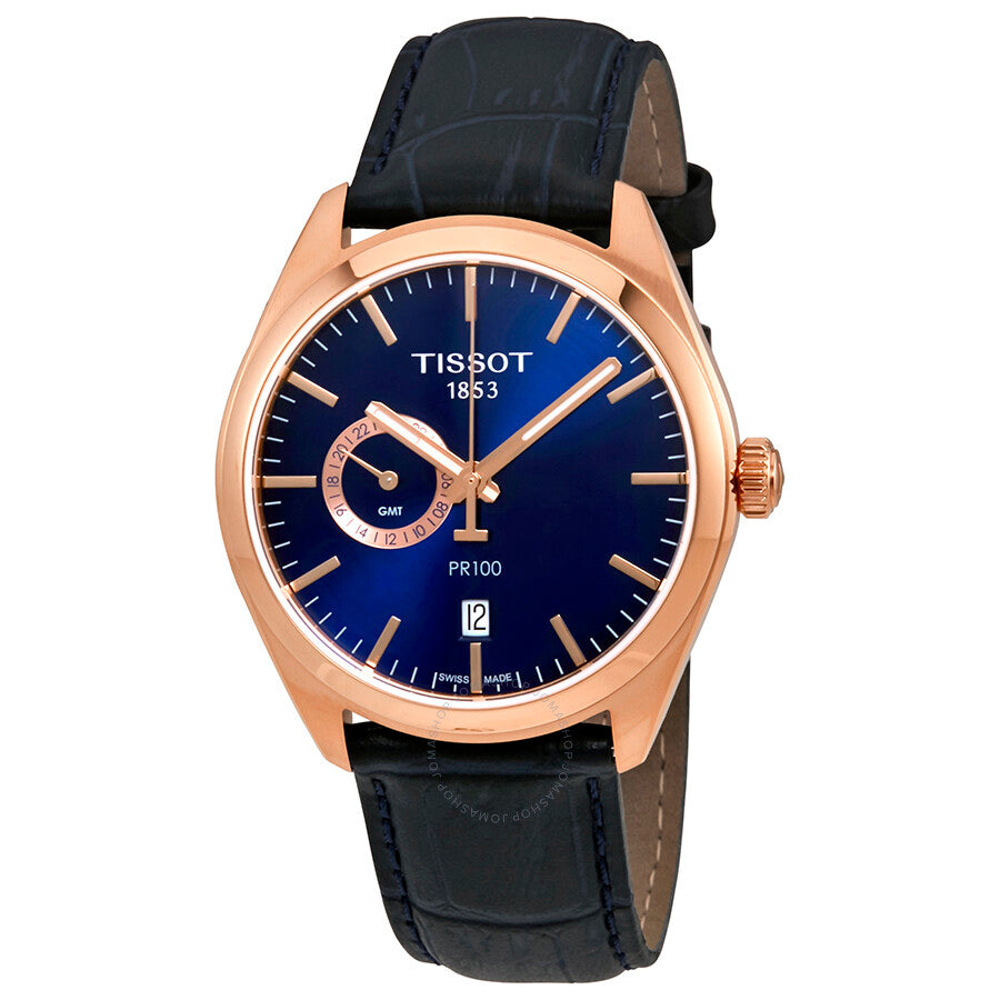 Tissot PR 100 Blue Dial Men's Blue Leather Watch T101.452.36.041.00 - The Watches Men & Co