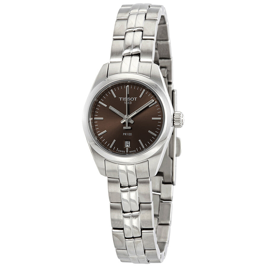 Tissot PR 100 Brown Dial Stainless Steel Ladies Watch T1010101106100 - The Watches Men & Co