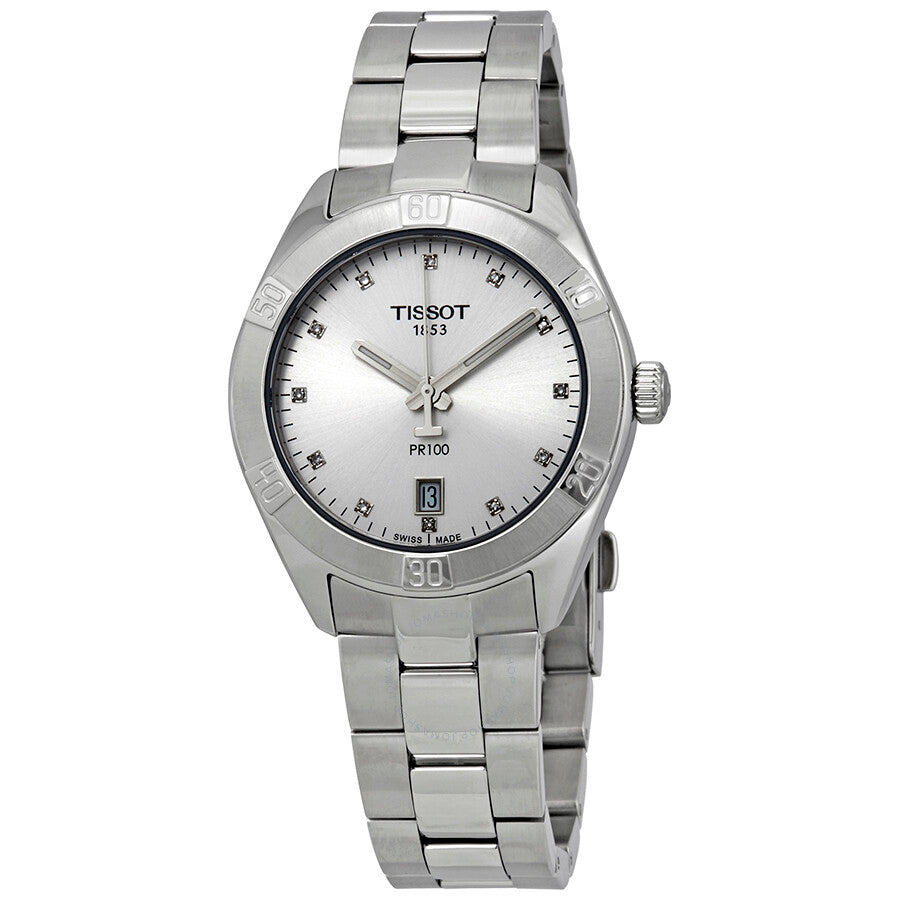 Tissot PR 100 Diamond Silver Dial Ladies Watch T101.910.11.036.00 - The Watches Men & Co