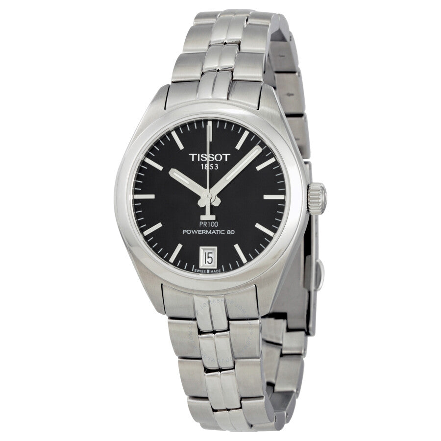 Tissot PR 100 Powermatic Black Dial Ladies Watch T1012071105100 - The Watches Men & Co