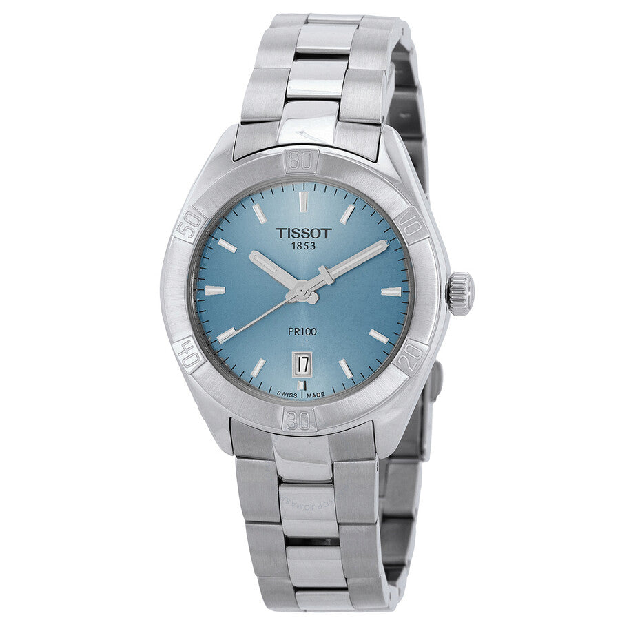 Tissot PR 100 Quartz Light Blue Dial Ladies Watch T1019101135100 - The Watches Men & Co
