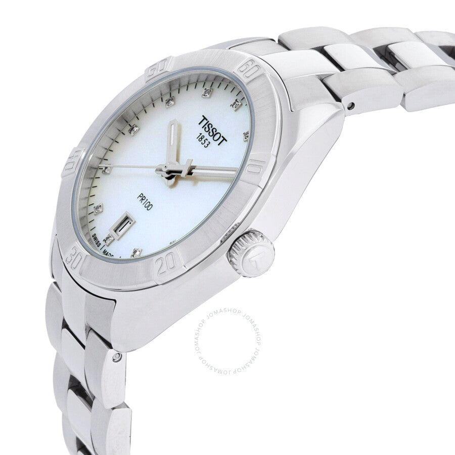 Tissot PR 100 Sport Chic Quartz Diamond White Mother of Pearl Dial Ladies Watch T101.910.11.116.00