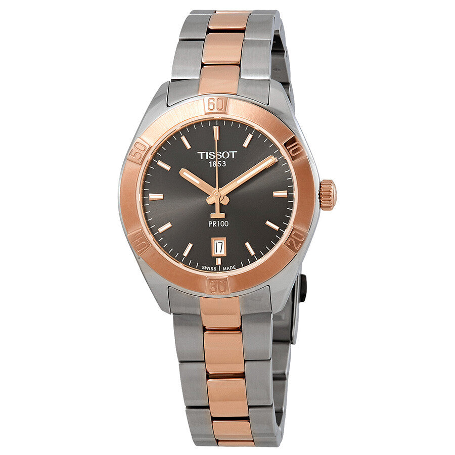 Tissot PR100 Anthracite Dial Ladies Watch T101.910.22.061.00 - Watches of America