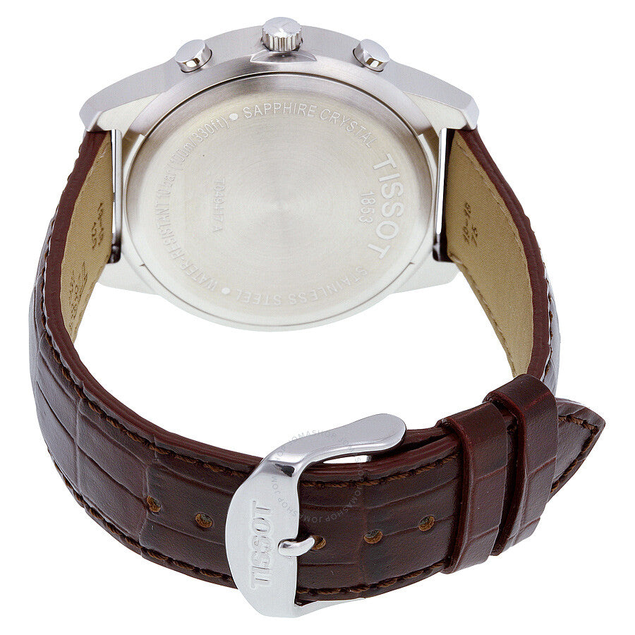 Tissot PR100 Chronograph Silver Dial Brown Leather Men's Watch T0494171603700 - The Watches Men & Co #3