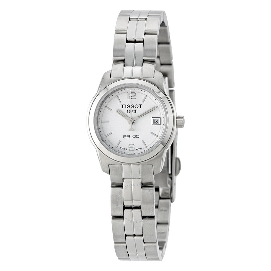 Tissot PR100 White Dial Stainless Steel Ladies Watch T0492101101700 - The Watches Men & Co