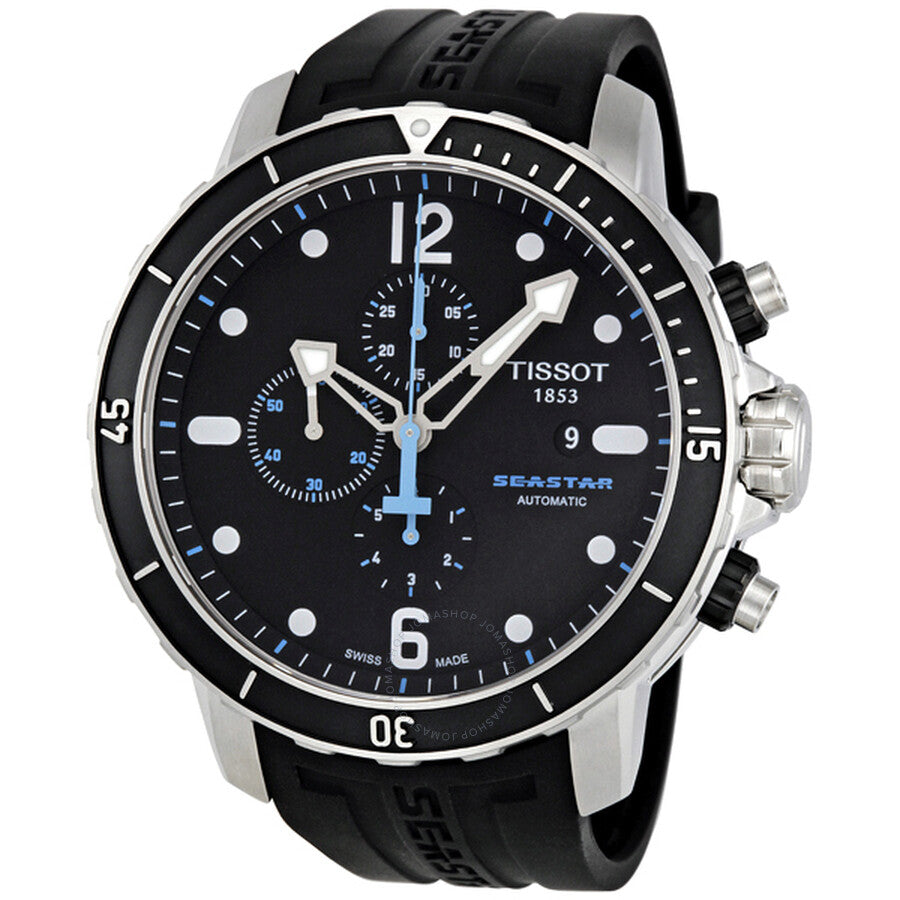 Tissot Seastar Chronograph Automatic Black Dial Men's Watch T0664271705700 - The Watches Men & Co