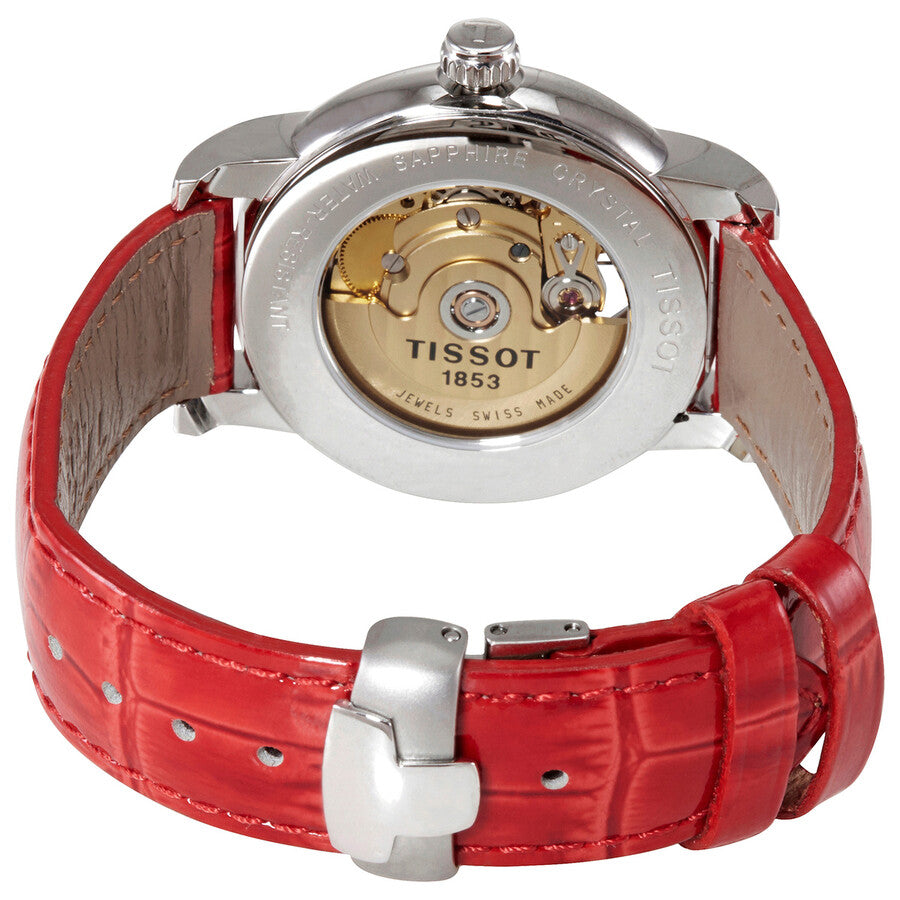 Tissot T-Classic Automatic Mother of Pearl Dial Red Leather Ladies Watch T050.207.16.116.03 - The Watches Men & Co #3