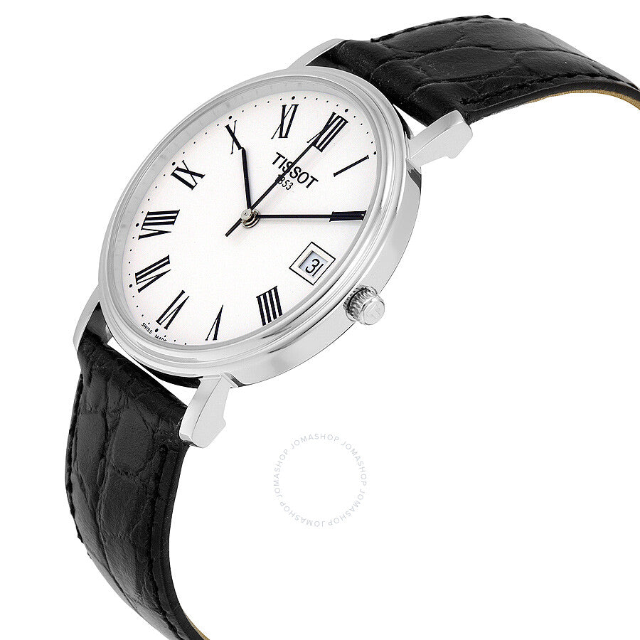 Tissot T-Classic Desire White Dial Black Leather Men's Watch T52142113 - The Watches Men & Co #2