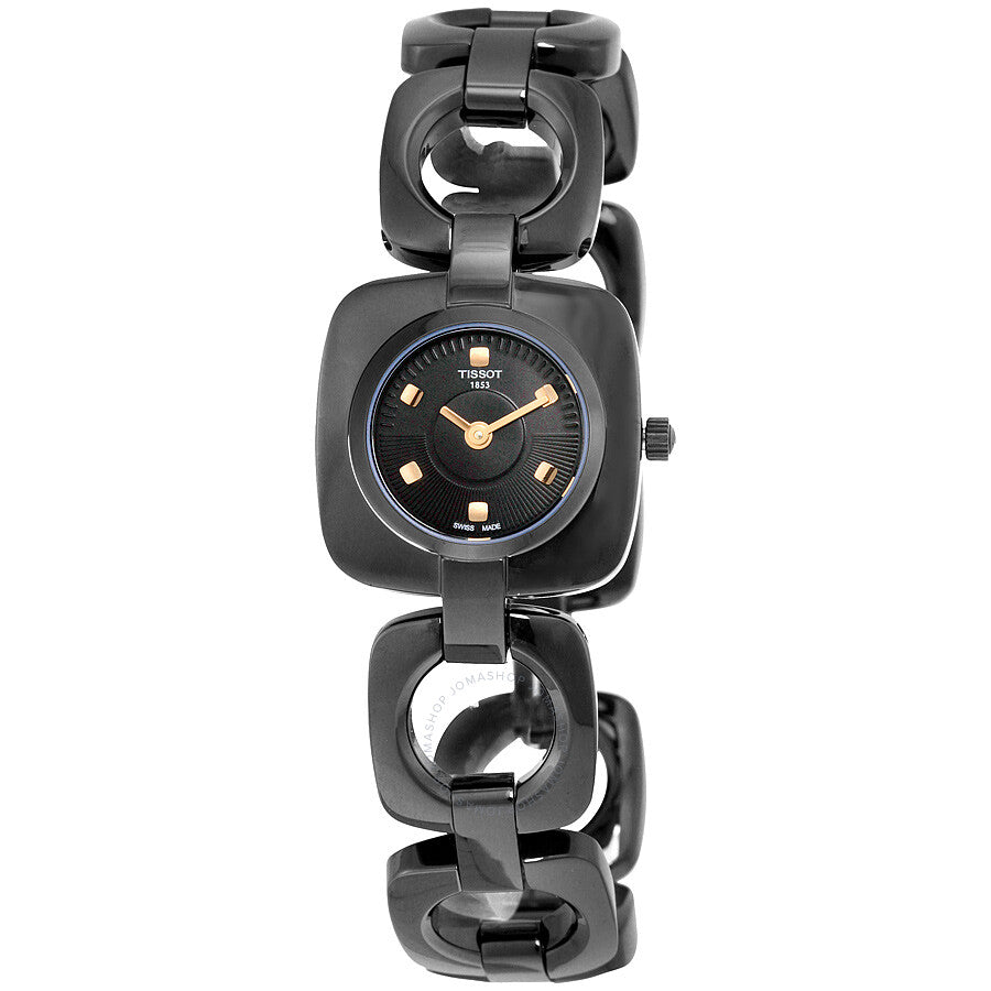Tissot T-Trend Odaci-T Black Dial Black PVD Ladies Watch T0201091105100 - The Watches Men & Co