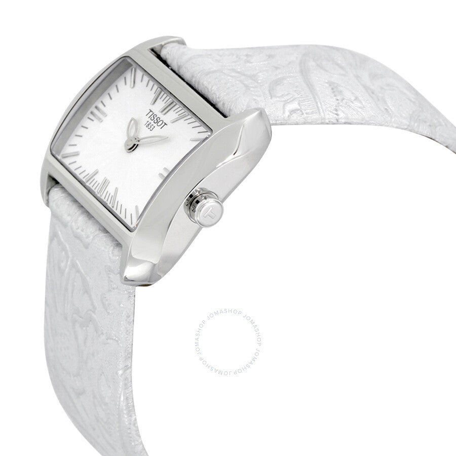 Tissot T-Wave White Dial Silver Leather Ladies Watch T0233091603102 - The Watches Men & Co #2