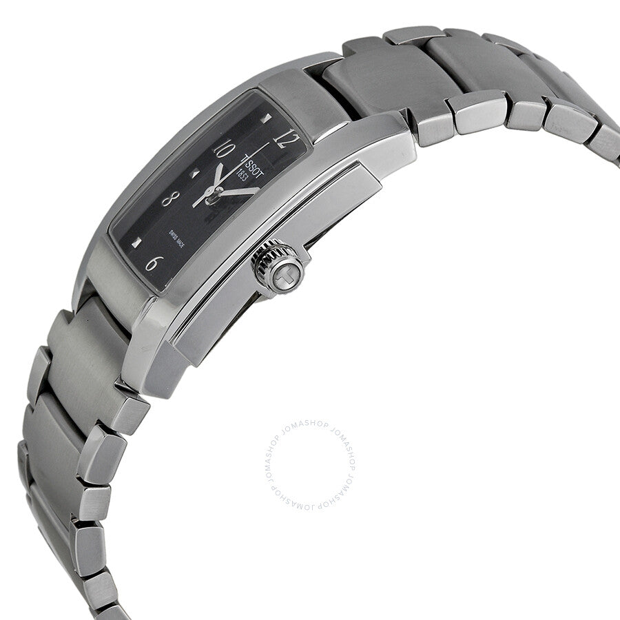 Tissot T10 Black Dial Matte Stainless Steel Ladies Watch T073.310.11.057.01 - The Watches Men & Co #2