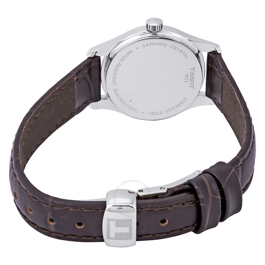 Tissot Tradition 5.5 White Dial Brown Leather Ladies Watch T063.009.16.018.00 - The Watches Men & Co #3