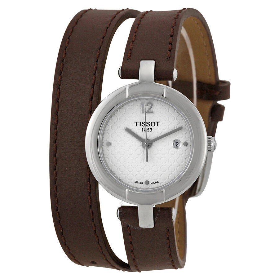 Tissot Trend Silver Dial Brown Leather Ladies Watch T0842101601703 - Watches of America