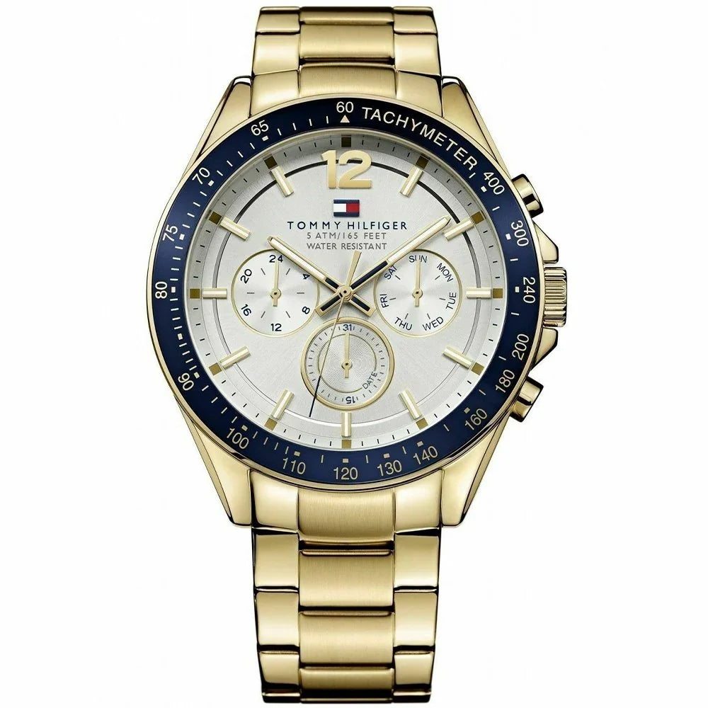 Tommy Hilfiger Luke multifunción plata blanco esfera acero reloj de hombre 1791121