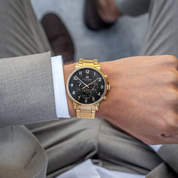 Tommy Hilfiger Daniel Chronograph Black Dial Gold Strap Men's Watch 1791978