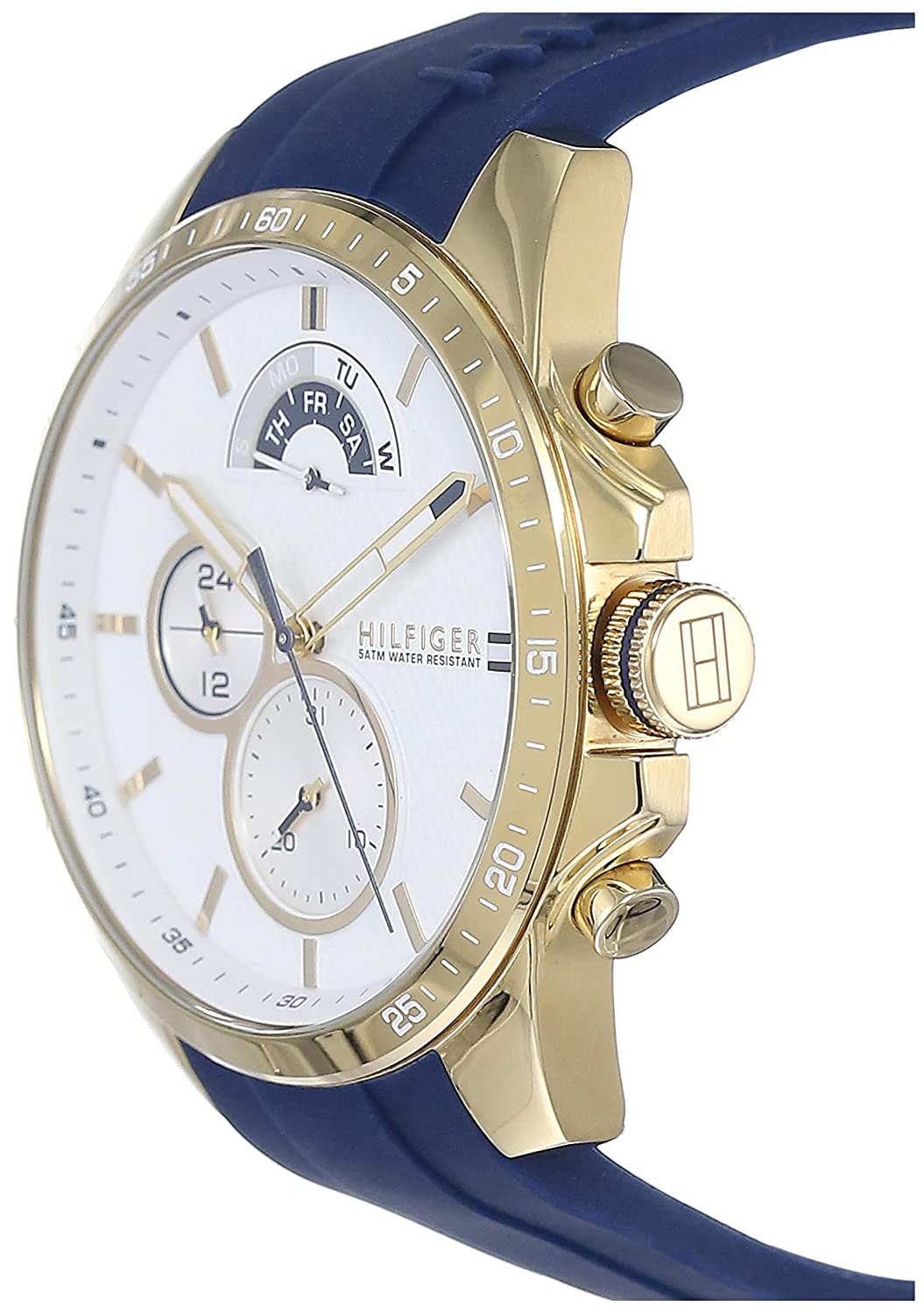 Tommy Hilfiger Reloj analógico de cuarzo con esfera blanca de 48 mm para hombre 1791353