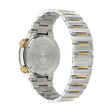 ساعة فيرساتشي غريكا لوجو دايفر كوارتز سوداء المينا بسوار فولاذي ثنائي اللون للرجال - VE8G00424