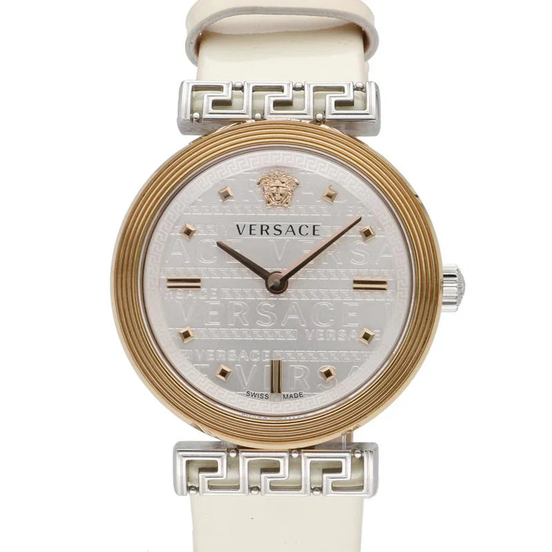 Versace Meander White Leather Strap Women's Watch - VELW00120