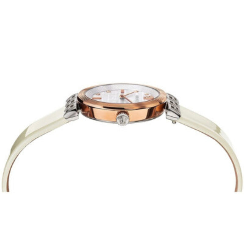 Versace Meander White Leather Strap Women's Watch - VELW00120