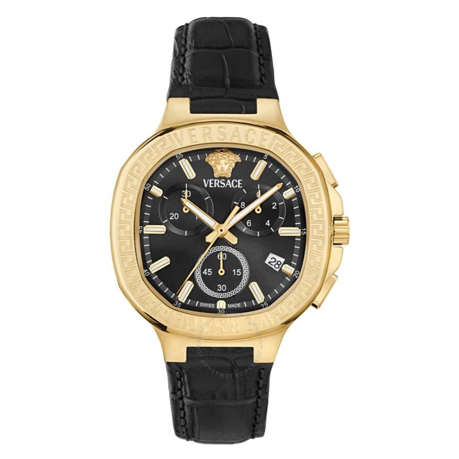 Versace V-Chrono Square Chronograph Quartz Black Dial Watch VEVCA0224 - The Watches Men & Co