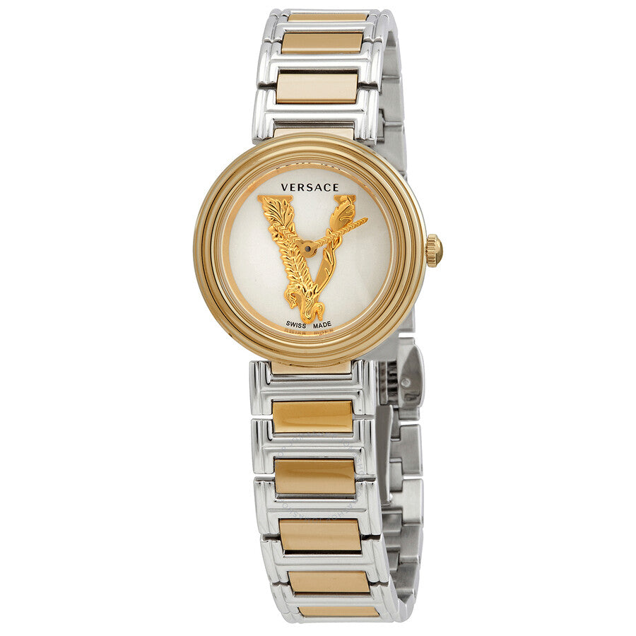 Versace Virtus two-tone women's watch with silver dial and gold Medusa logo