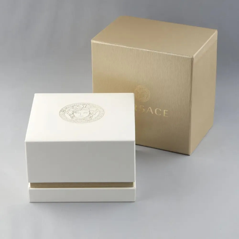 Versace Greca Dome Swiss Movt Chronograph Blue Dial Silver Watch - VE6K00323