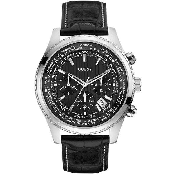 Guess Pursuit Silver Chronograph Black Dial Men's Watch W0500G2