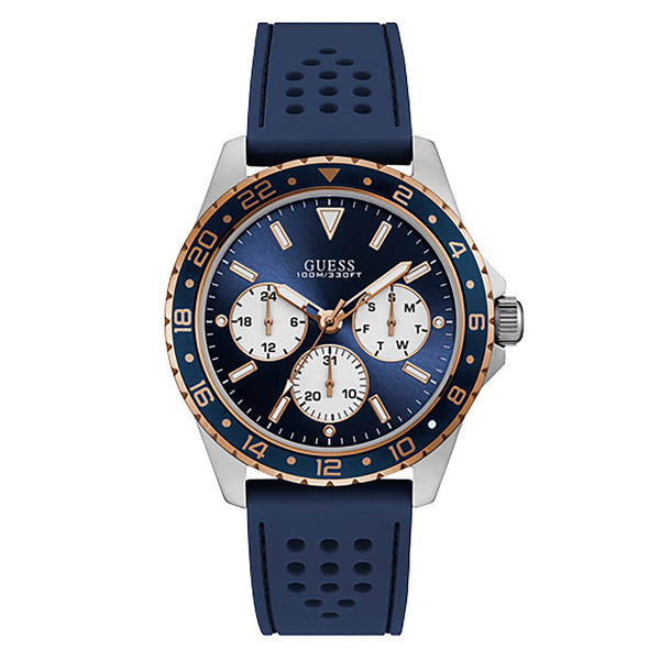 Reloj Guess Odyssey W1108G4 para hombre con esfera azul marino de cuarzo y caucho azul marino