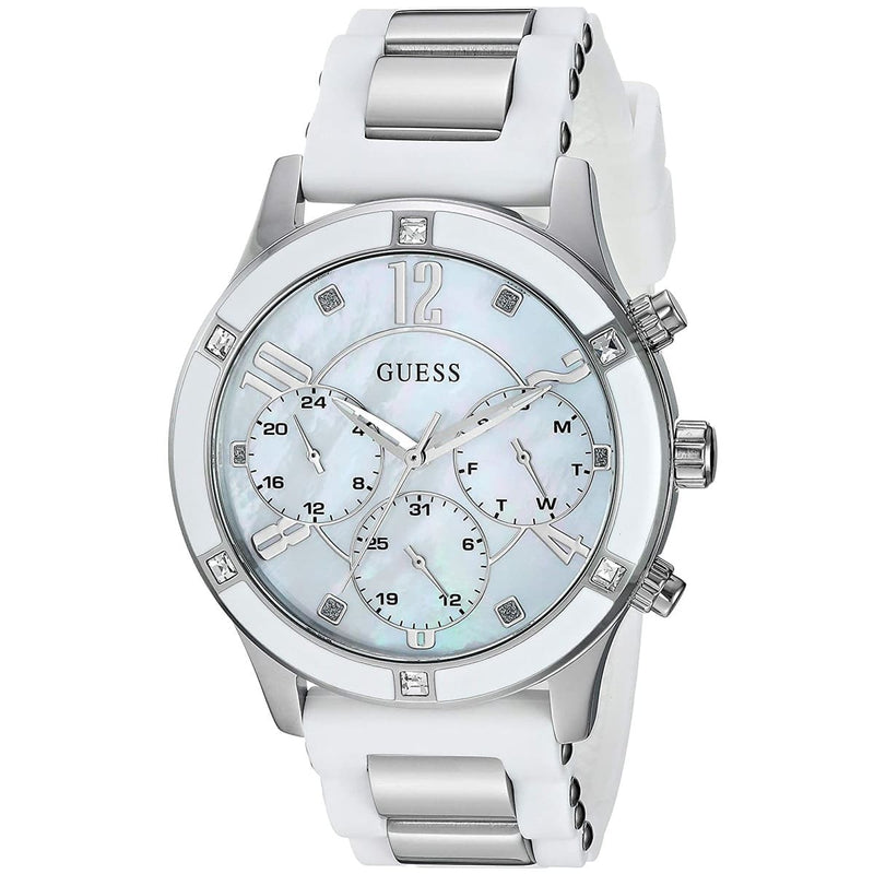 Guess watch women's on sale white silicone strap