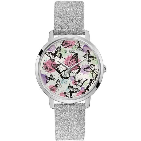 Guess Watch Mariposa Silver Leather Analog Watch Women's Watch  GW0008L1 - Watches of America