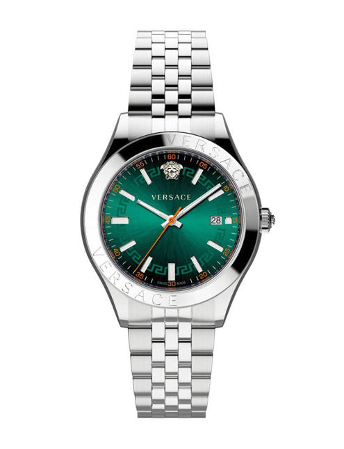Versace Hellenyium Silver Green Dial Men's Watch  VEVK01021 - Watches of America