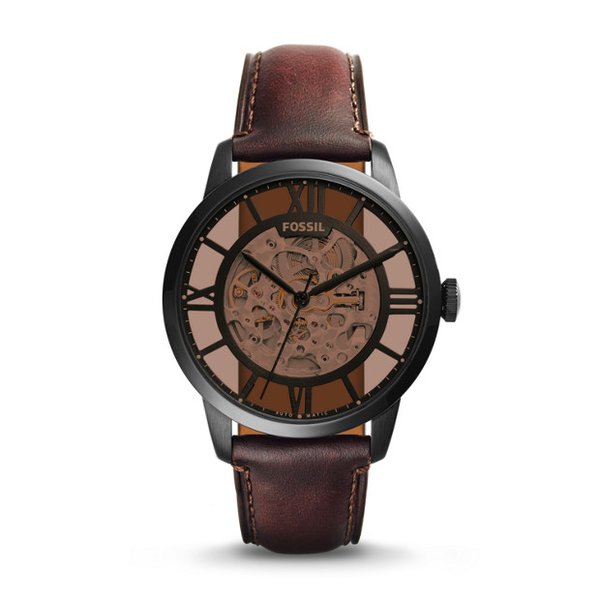 Fossil Townsman Reloj automático para hombre con esfera de esqueleto marrón ME3098